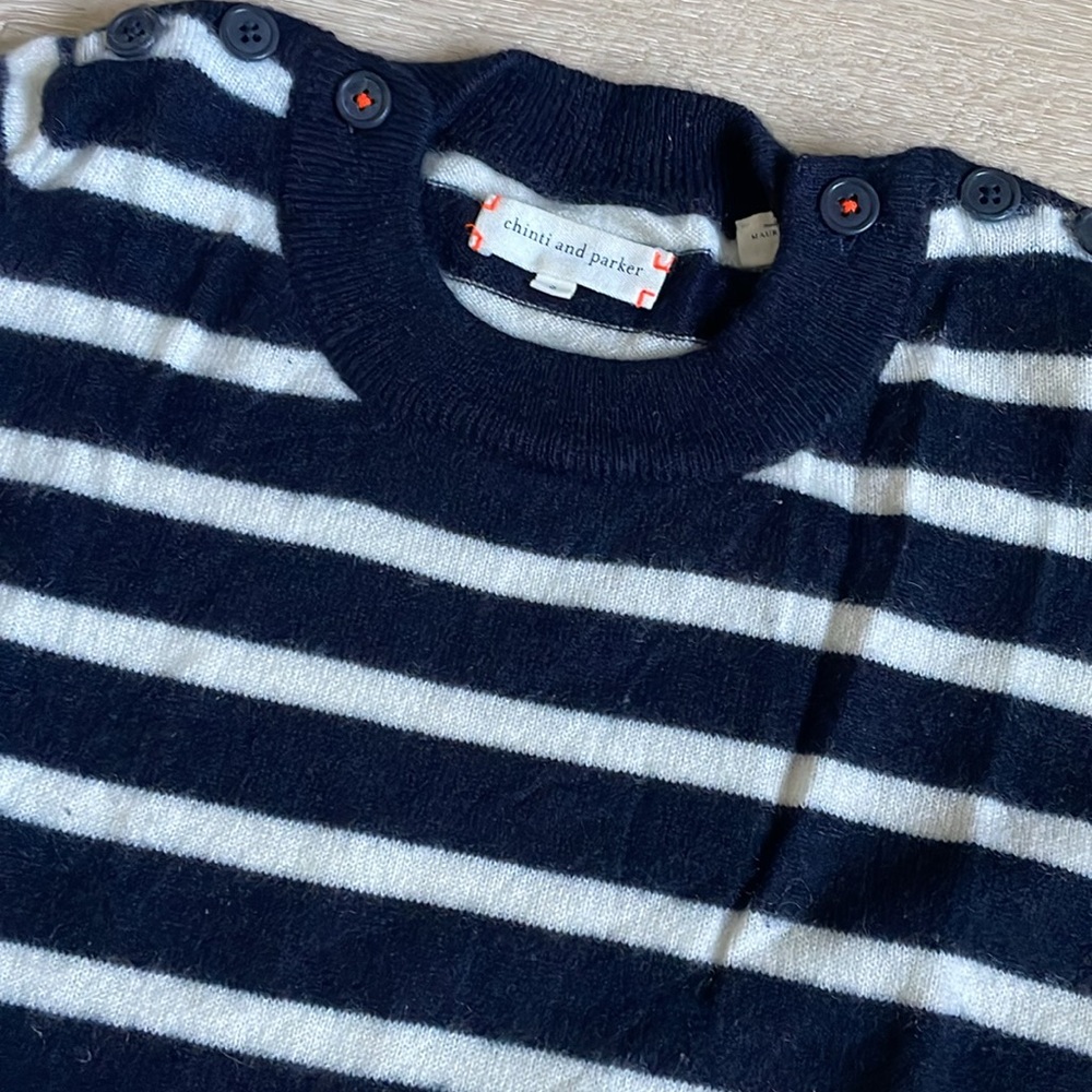 Chinti & Parker Navy and Cream 100% Cashmere Sweater. Size S. - Picture 2 of 6